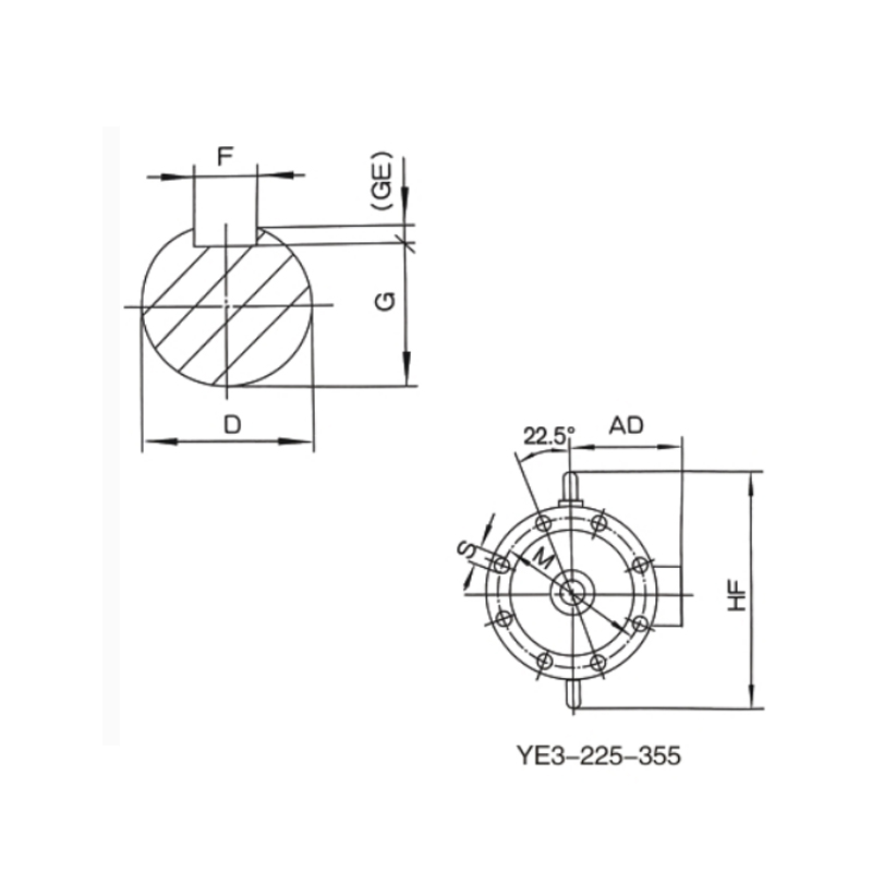 立式安裝、機(jī)座不帶底腳、端蓋上有凸緣的電動(dòng)機(jī)